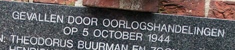 Gedenkstein für Theodorus Buurman und andere Gefallene im Oktober 1944