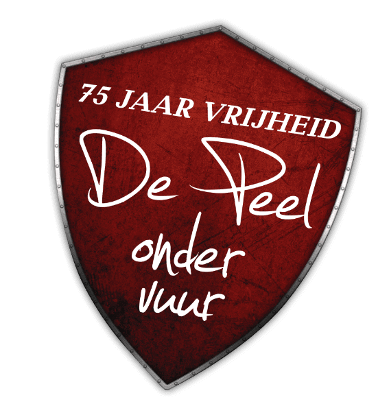 POV Red shield badge celebrating 75 years freedom Dutch