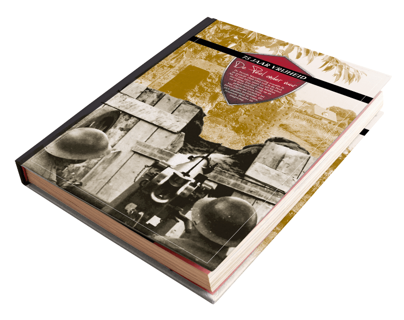 POV_B Open magazine with vintage military photographs and gold foil design