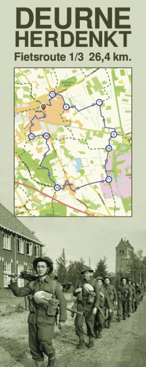Deurne Herdenkt fietsroute kaart met historische soldatenfoto